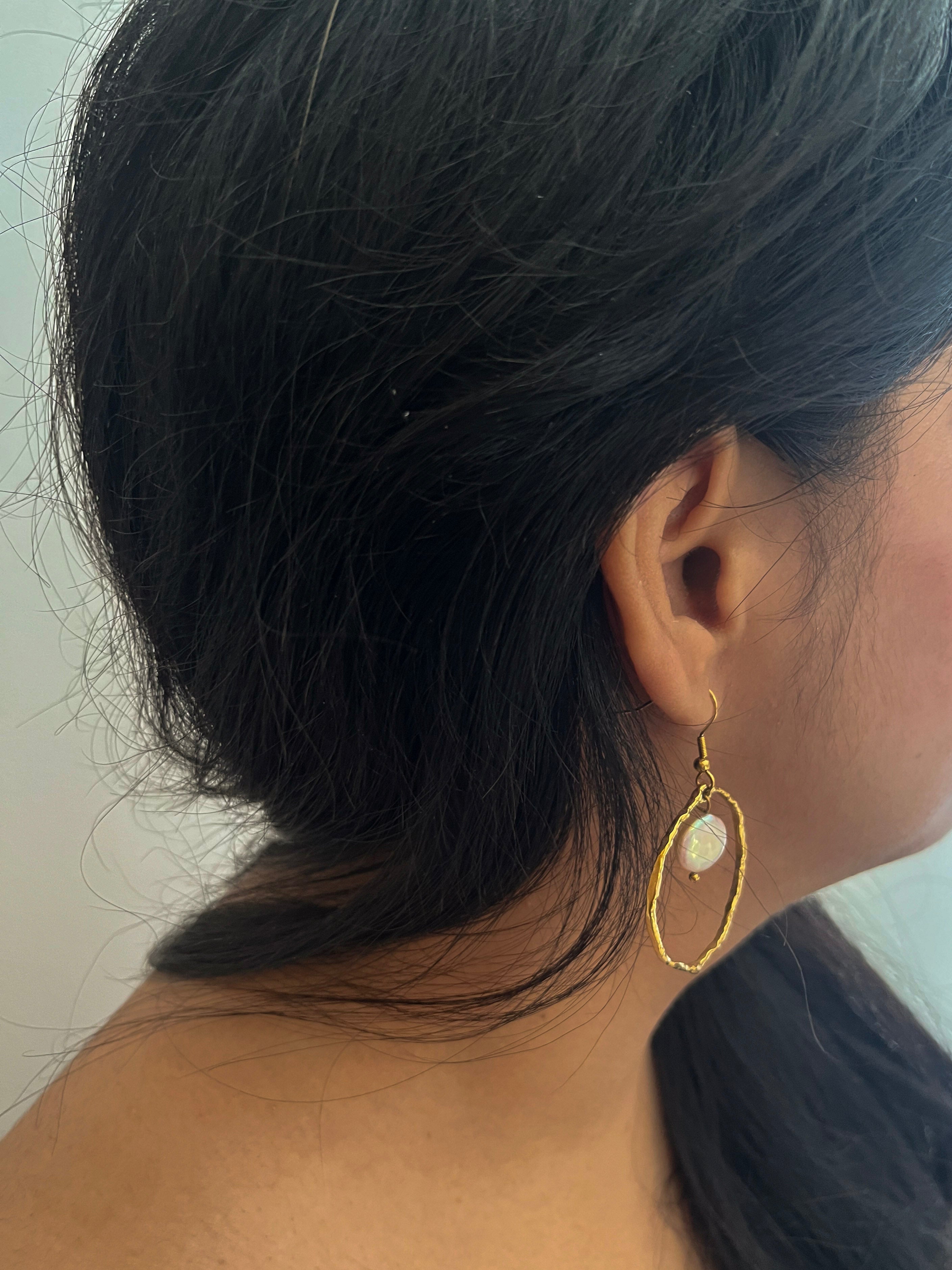 Coin Pearl Hoop Earrings