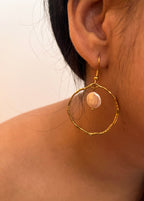 Coin Pearl Hoop Earrings