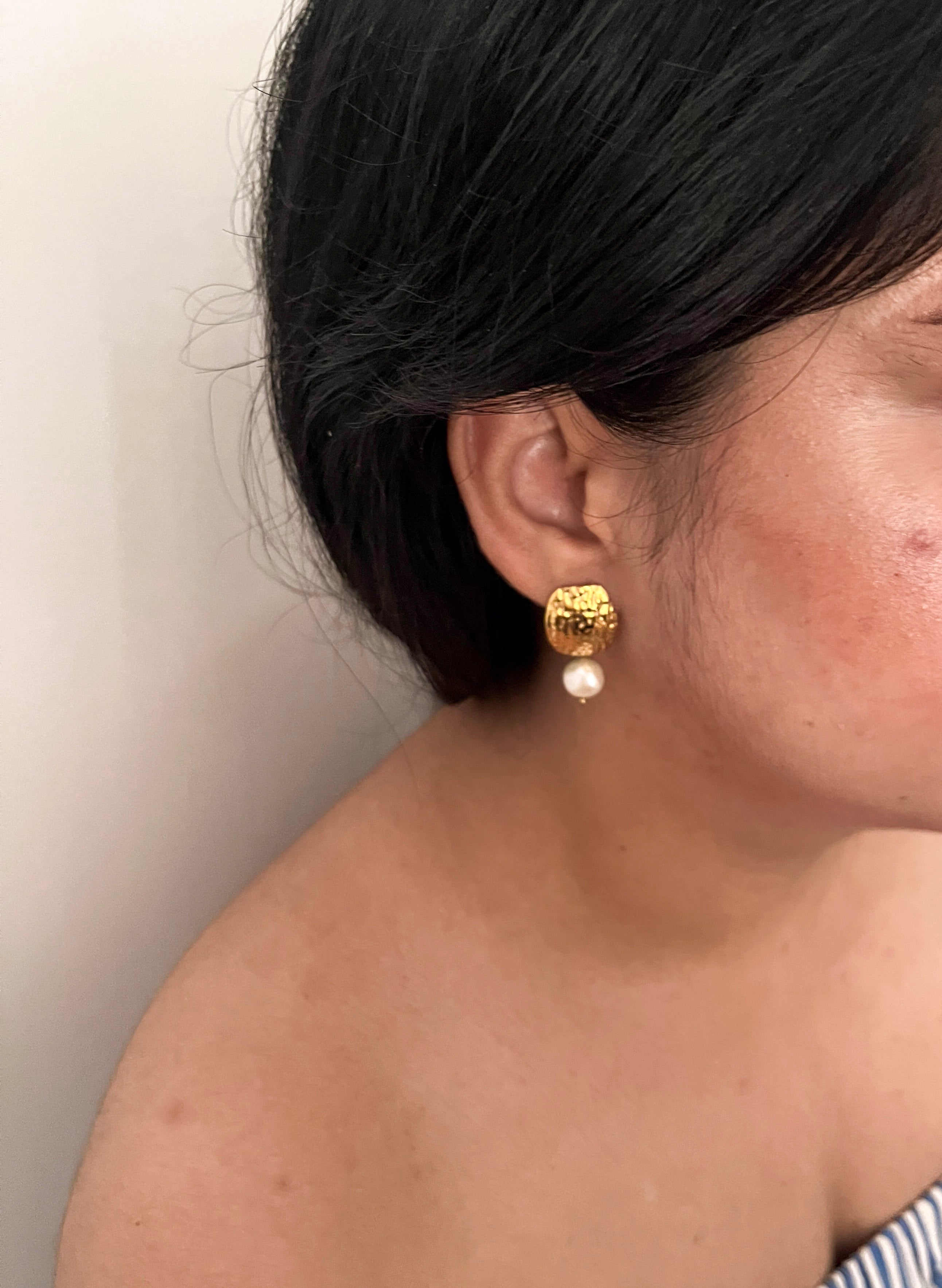 Textured Keshi Baroque Pearl Drop Earrings