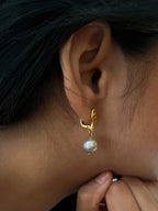 Baroque Round Grey Pearl Drop Earrings